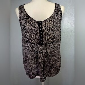 Lucky Brand Boho Black & White Sleeveless Tank Top Blouse